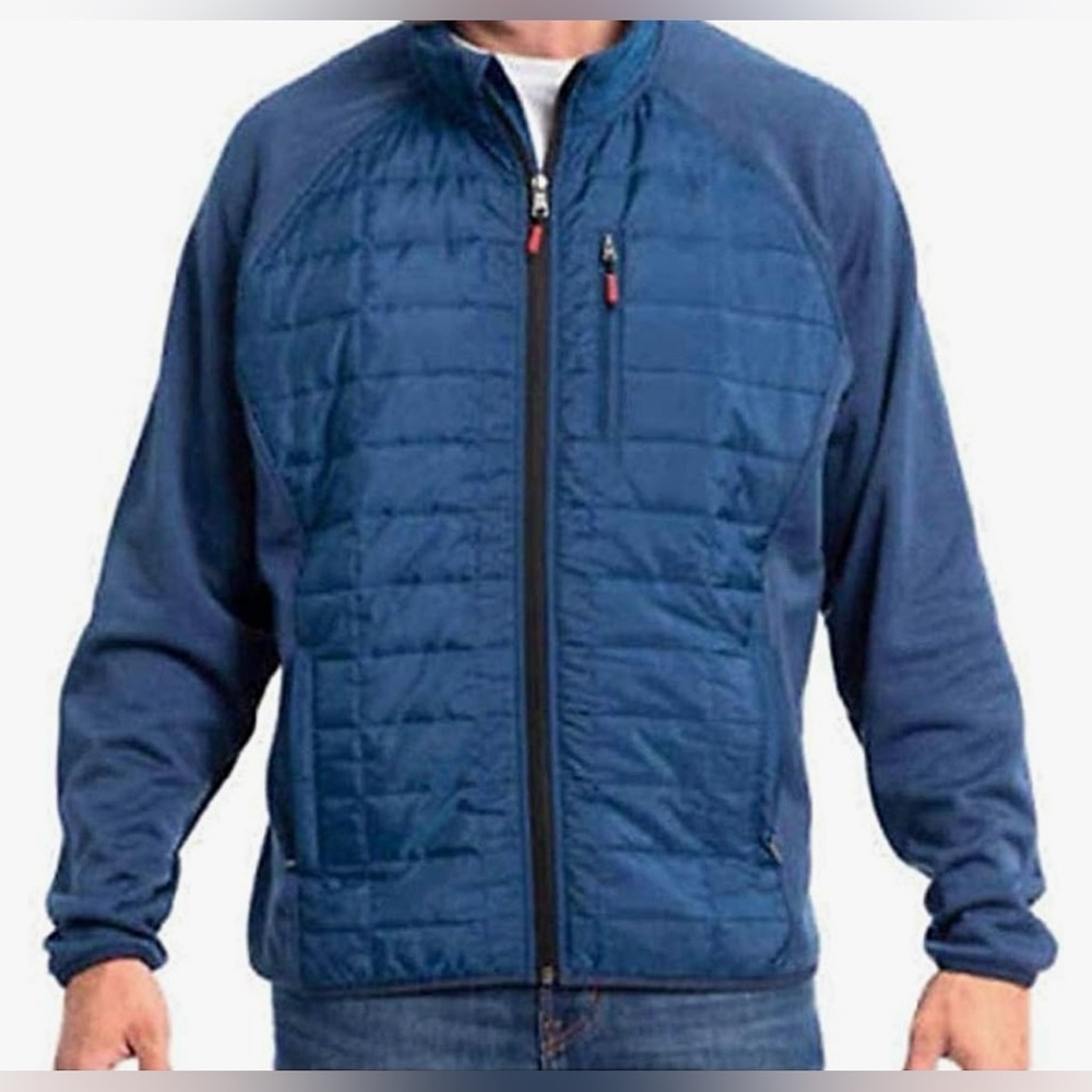 Orvis Men's Mixed Media Full Zipper Quilted Jacket blue with Red XL